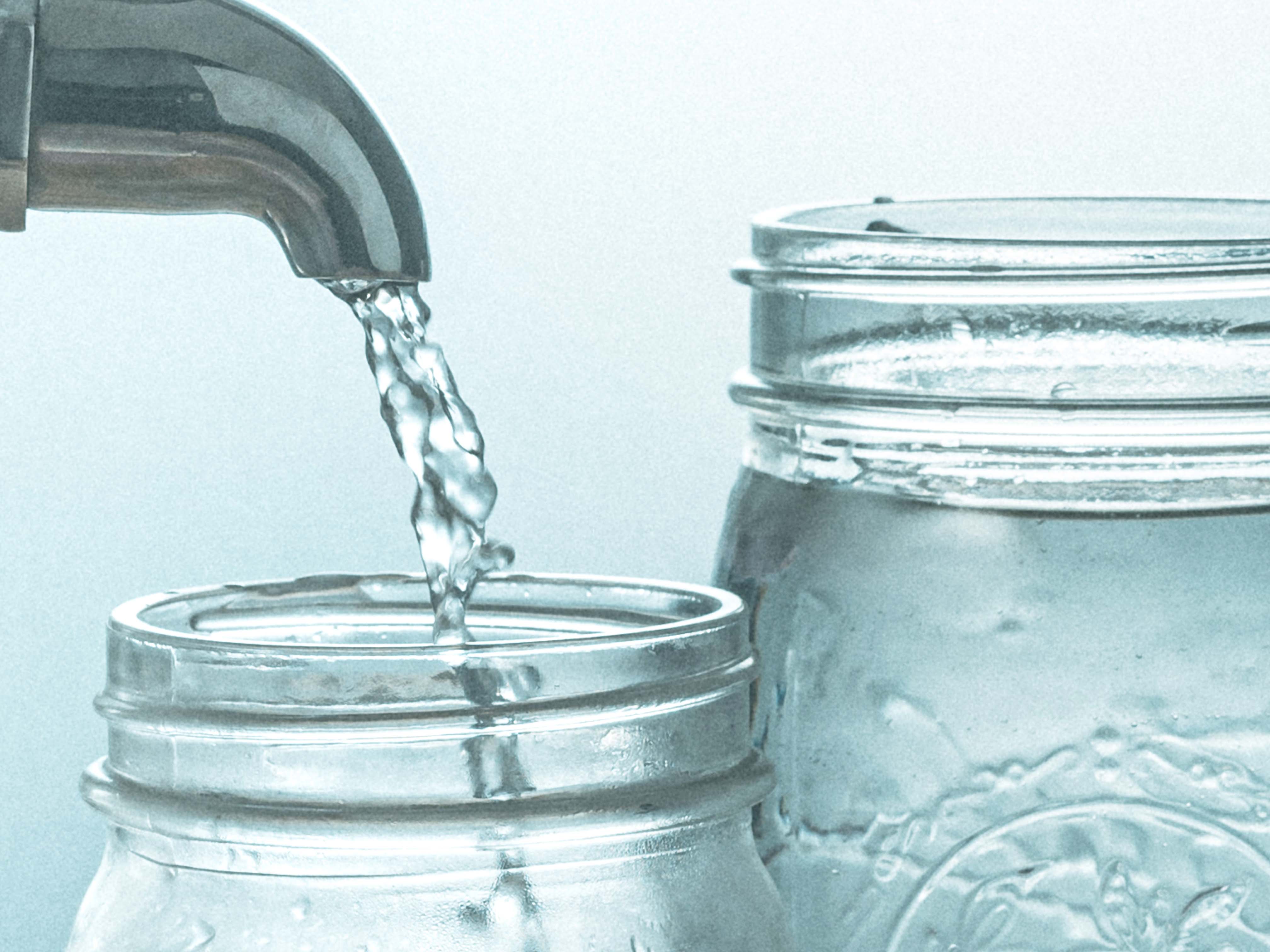 Glass Jars Drinking Water