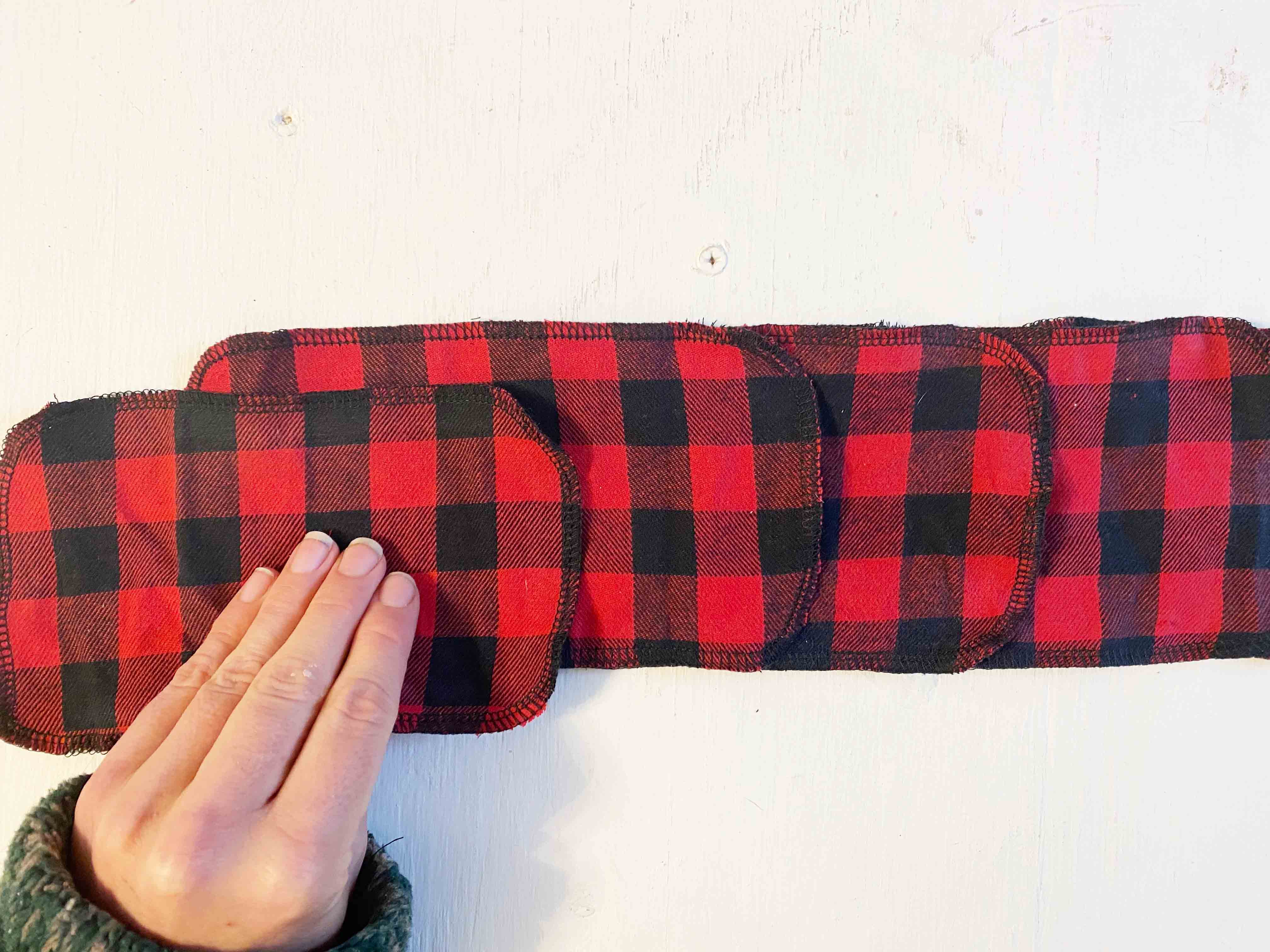 flannel strips lined up and overlapping